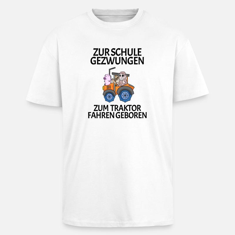 Schule Einschulung Traktor Geschenk Lustig - Oversized Heavyweight Unisex T-Shirt - Weiß