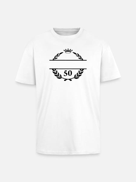 Lauwerkrans name banner with number 50 - Unisex Oversized Heavyweight T-shirt - white