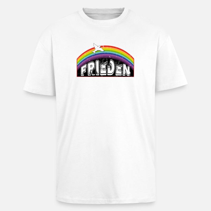 RAINBOW Regenbogen FRIEDEN - Oversized Heavyweight Unisex T-Shirt - Weiß