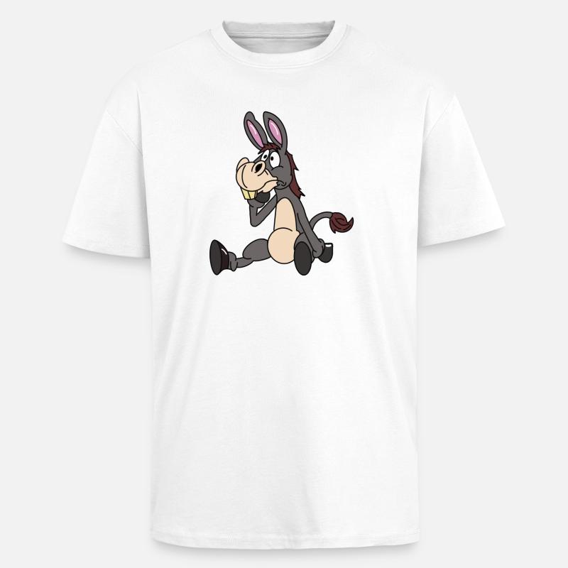 Sitzender Esel - Oversized Heavyweight Unisex T-Shirt - Weiß