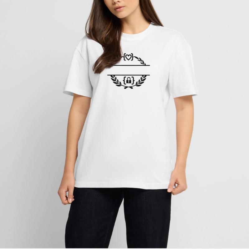 Code mit Herz und Code mit Schloss in Lorbeerkranz m Oversized Heavyweight Unisex T-Shirt
