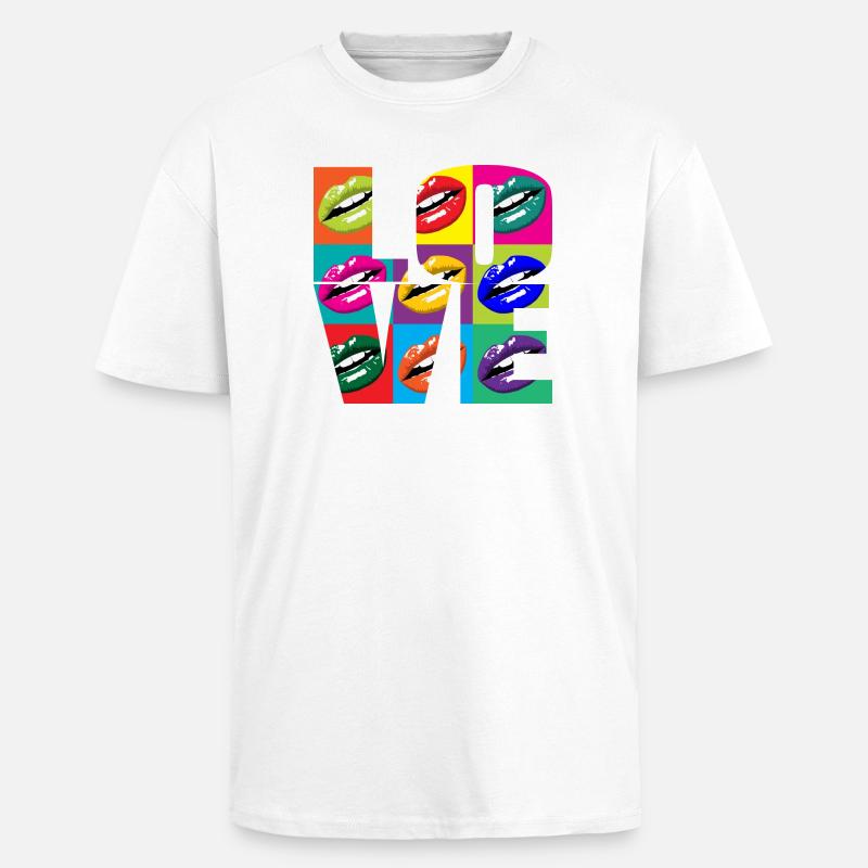 Multicolored Pop Art Lips - Unisex Oversized Heavyweight T-shirt - white