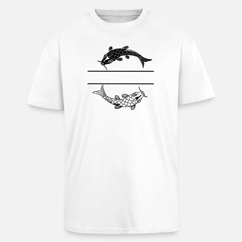 Fisch schwarz-weiß mit leerer Textleiste - Oversized Heavyweight Unisex T-Shirt - Weiß