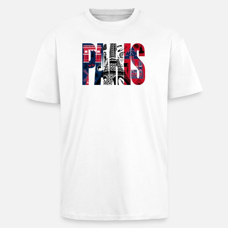 Collage Paris Eiffel Tour - Unisex Oversized Heavyweight T-shirt - white