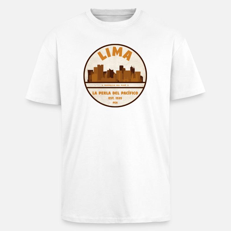 Lima Skyline Retro Abzeichen Peru - Oversized Heavyweight Unisex T-Shirt - Weiß
