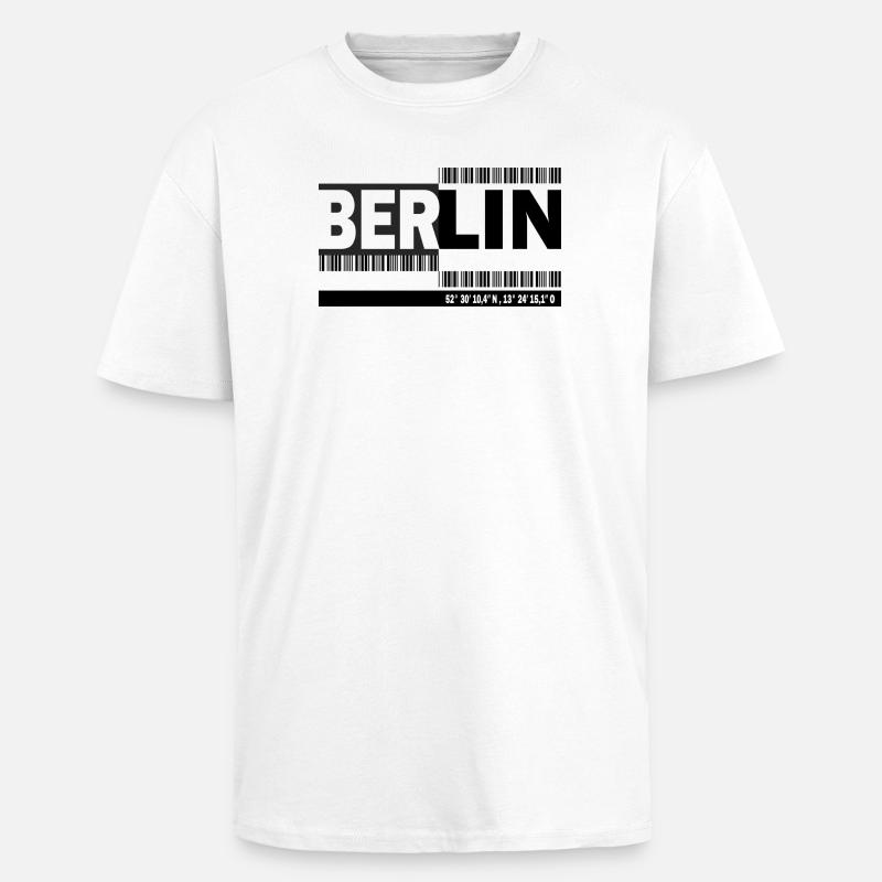 BERLIN - Barcode - Oversized Heavyweight Unisex T-Shirt - Weiß