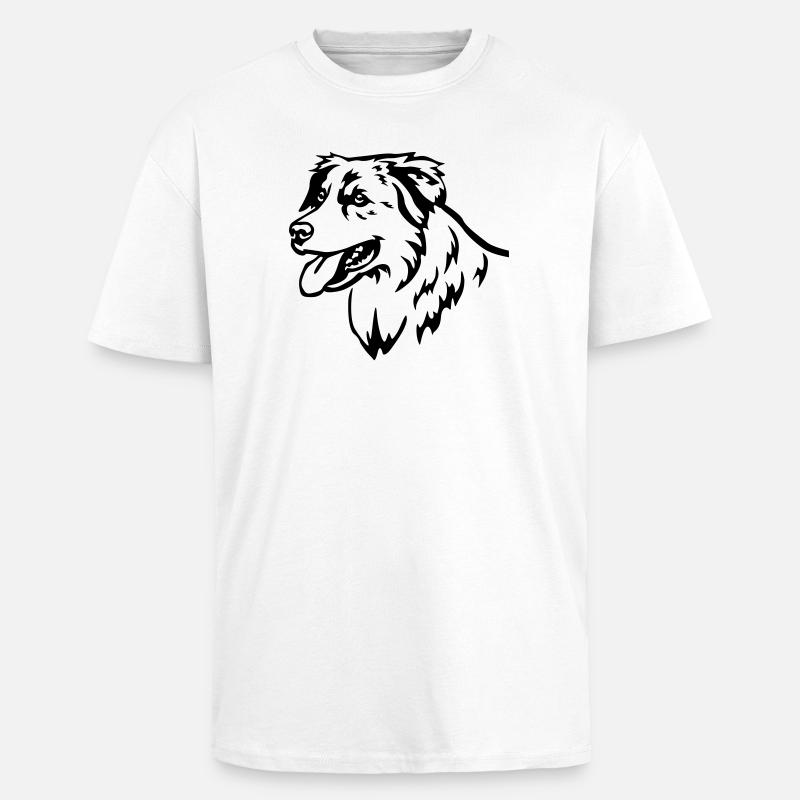 Australian Shepherd Kopf - Oversized Heavyweight Unisex T-Shirt - Weiß