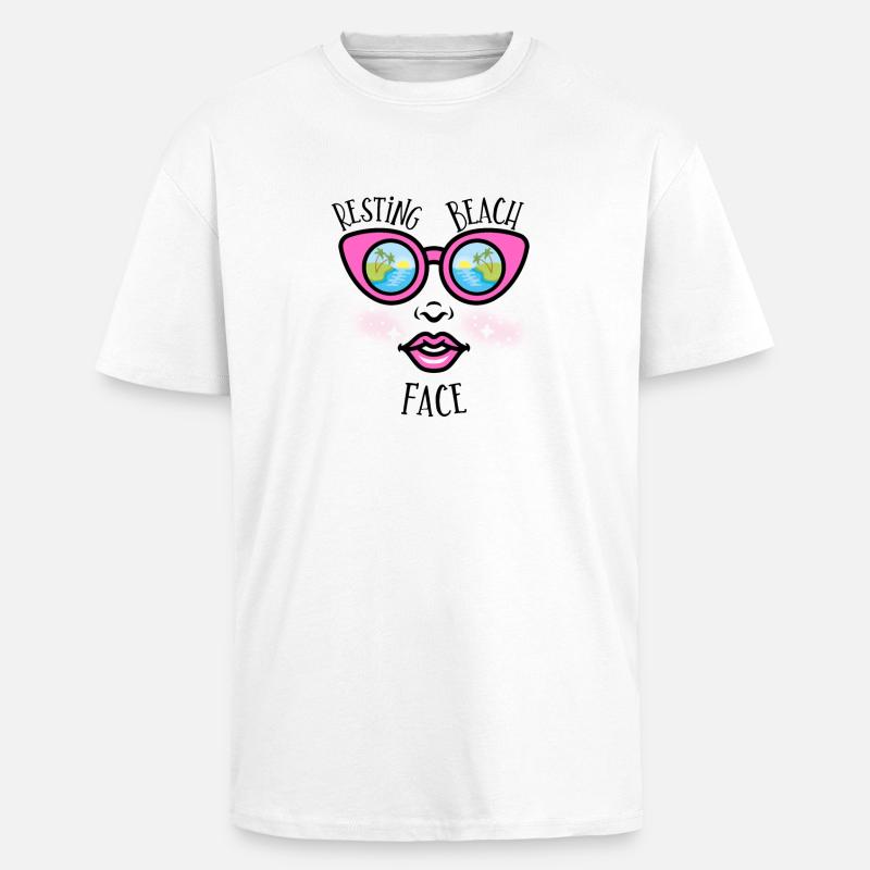 Resting Beach Face - Beach Lovers - Oversized Heavyweight Unisex T-Shirt - Weiß