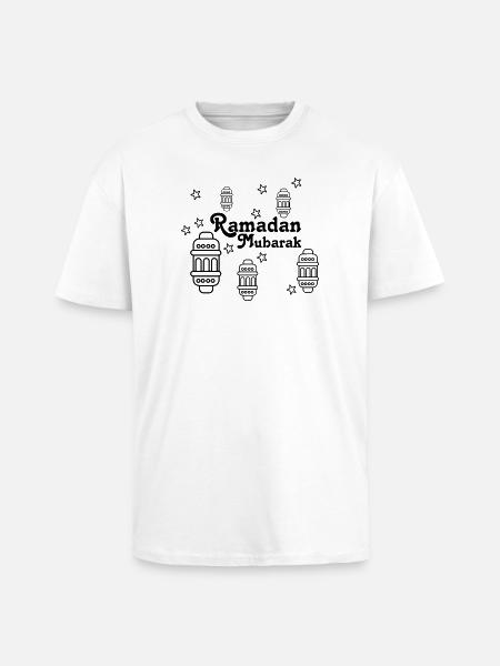 Ramadan Mubarak lights, asterisks - Unisex Oversized Heavyweight T-shirt - white