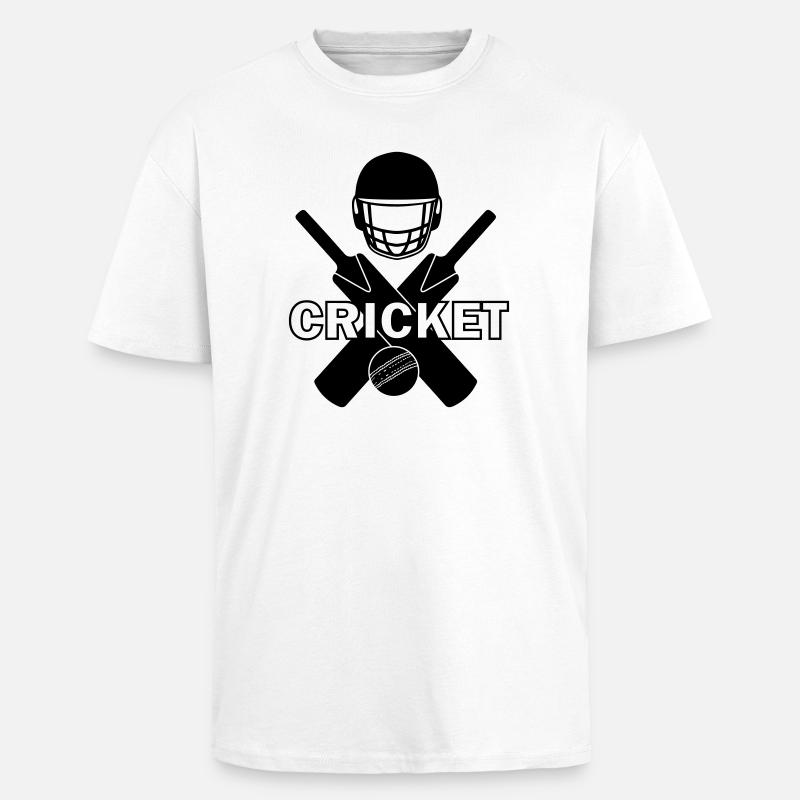 Cricket-Logo-Schattenbild mit Text - Oversized Heavyweight Unisex T-Shirt - Weiß