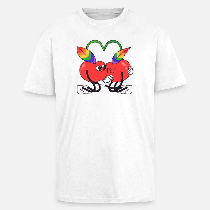 Kirsche, queer, Kirsche, Umarmung - Oversized Heavyweight Unisex T-Shirt - Weiß