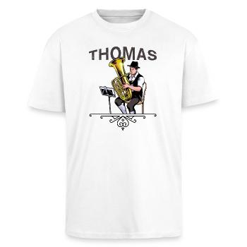 Joueur de tuba musique folklorique THOMAS - T-shirt unisexe oversize épais - blanc - Devant - Alina (178cm) & Michal (187cm)