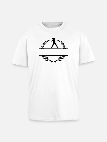 Baseball player ready to hit monogram - Unisex Oversized Heavyweight T-shirt - white