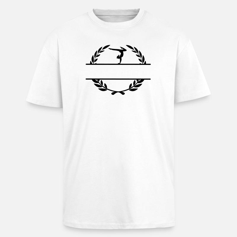 Turnerin im Lorbeerkranz-Monogramm - Oversized Heavyweight Unisex T-Shirt - Weiß