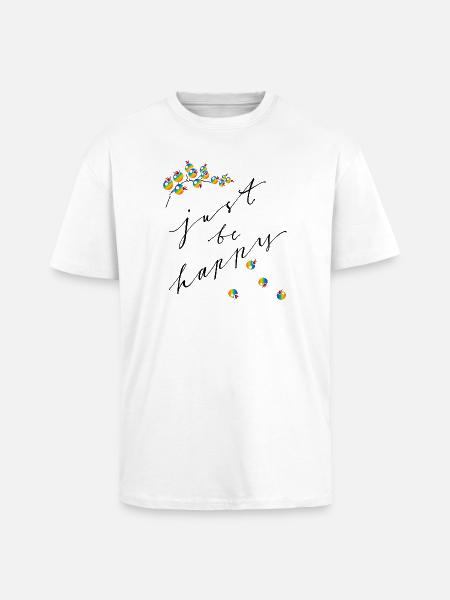 Soyez simplement heureux - T-shirt unisexe oversize épais - blanc