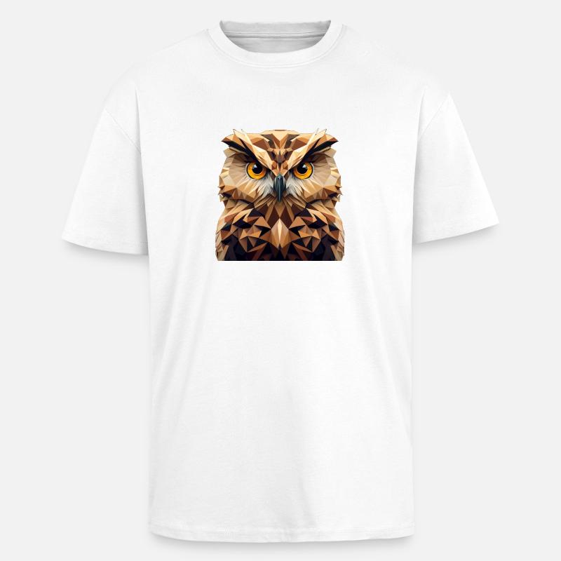 Polygon Eule - Oversized Heavyweight Unisex T-Shirt - Weiß