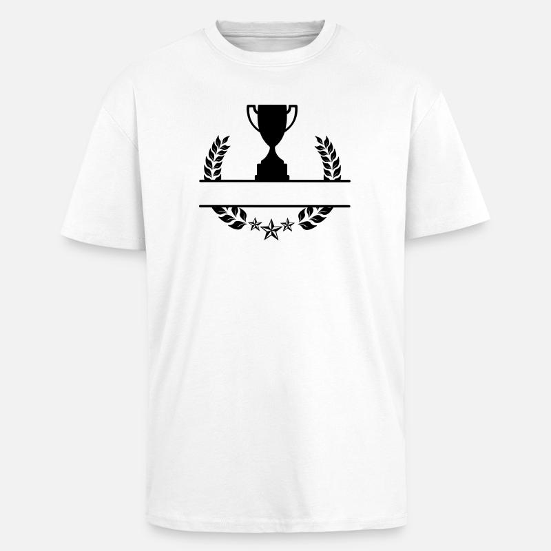 Coupe monogramme de couronne de laurier - T-shirt unisexe oversize épais - blanc