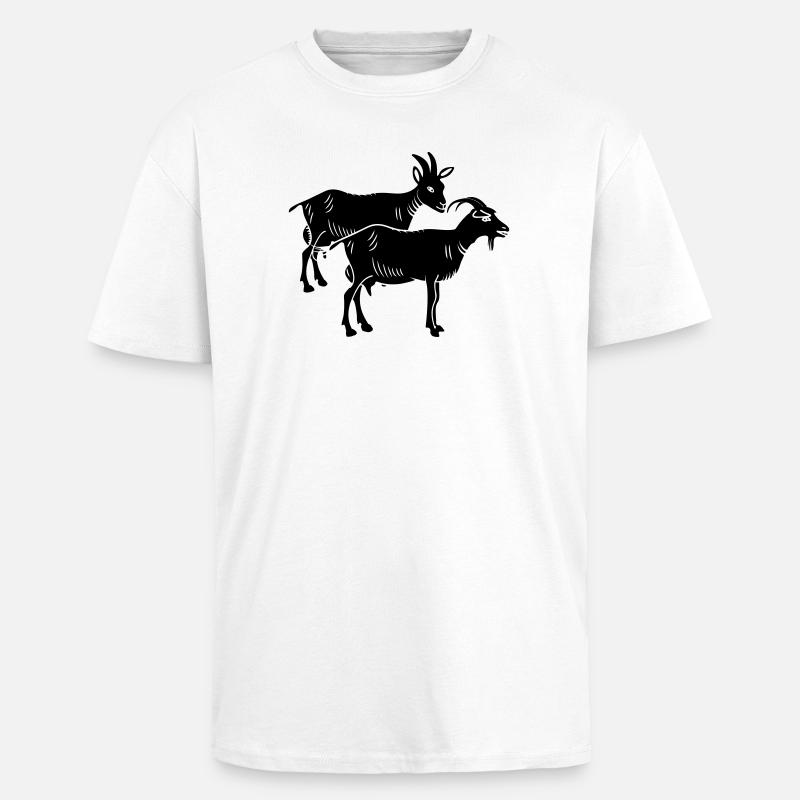 Two goat shadow image - Unisex Oversized Heavyweight T-shirt - white