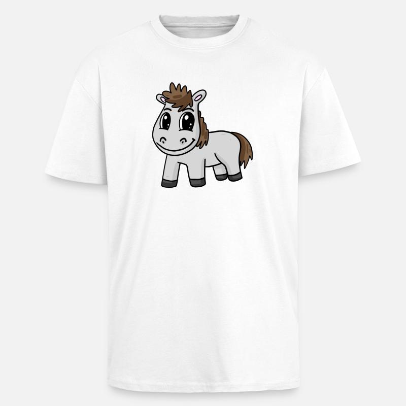 Pferd - Oversized Heavyweight Unisex T-Shirt - Weiß