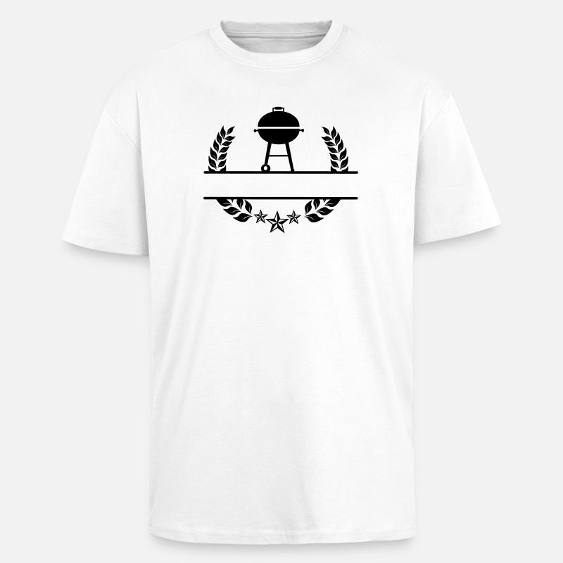 BBQ Monogramm Lorbeerkranz - Oversized Heavyweight Unisex T-Shirt - Weiß