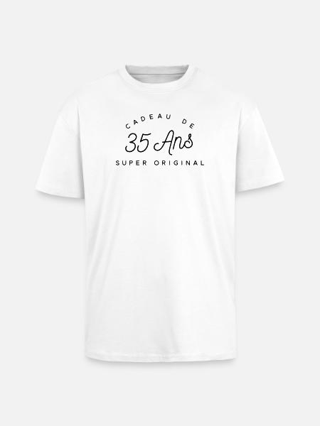 Cadeau 35 ans - T-shirt unisexe oversize épais - blanc