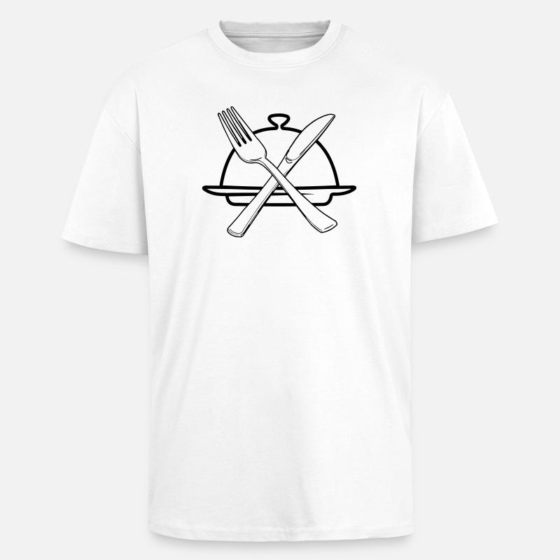 Transparente Schüssel mit Messer und Gabel - Oversized Heavyweight Unisex T-Shirt - Weiß