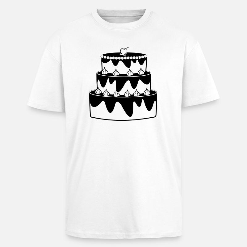 Birthday cake shadow image - Unisex Oversized Heavyweight T-shirt - white