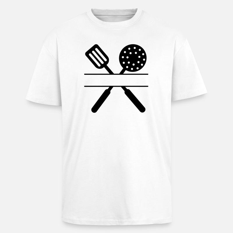 Baking tools crossed - Unisex Oversized Heavyweight T-shirt - white