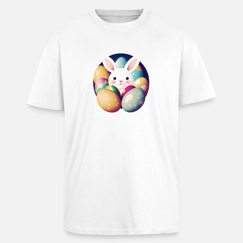 Easter bunny with Easter eggs - Unisex Oversized Heavyweight T-shirt - white