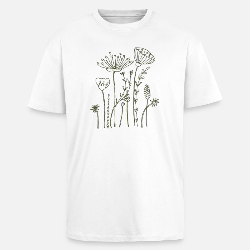 Fleurs séchées - T-shirt unisexe oversize épais - blanc