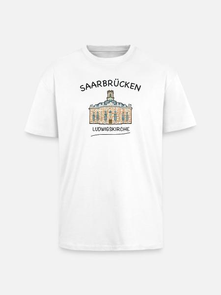 Saarbrücken, Ludwigskirche - Oversized Heavyweight Unisex T-Shirt - Weiß