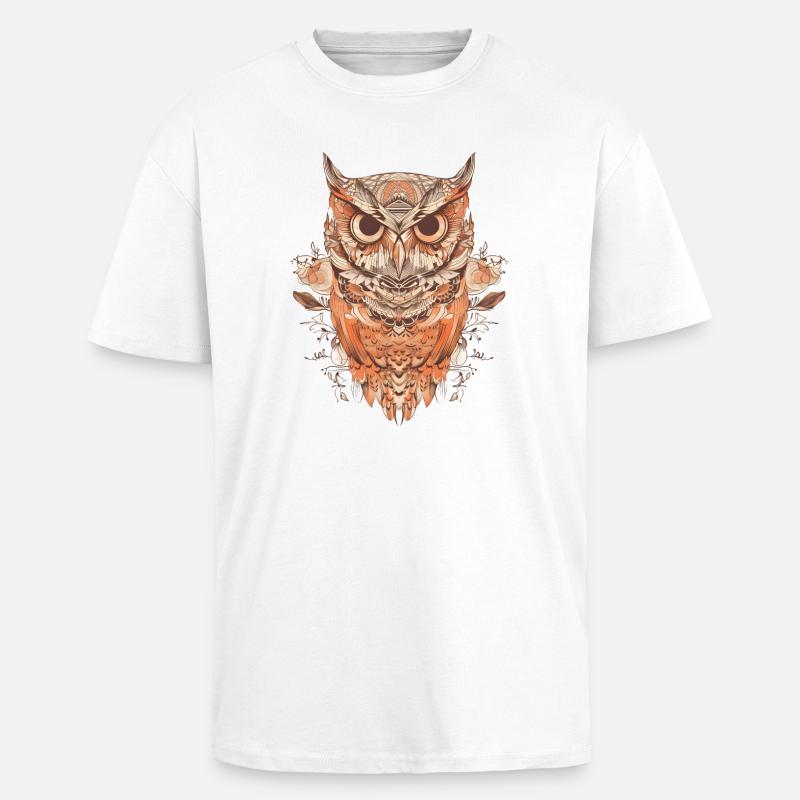 Pattern Owl - Unisex Oversized Heavyweight T-shirt - white
