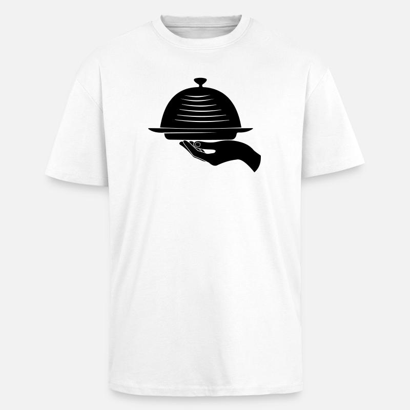 Main de serveur avec repas - T-shirt unisexe oversize épais - blanc