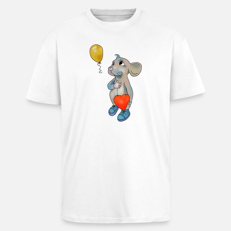 Maus und Luftbollon - Oversized Heavyweight Unisex T-Shirt - Weiß