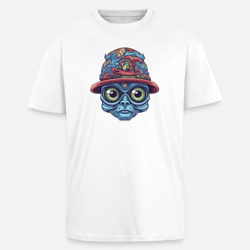Psychedelischer Alien - Oversized Heavyweight Unisex T-Shirt - Weiß
