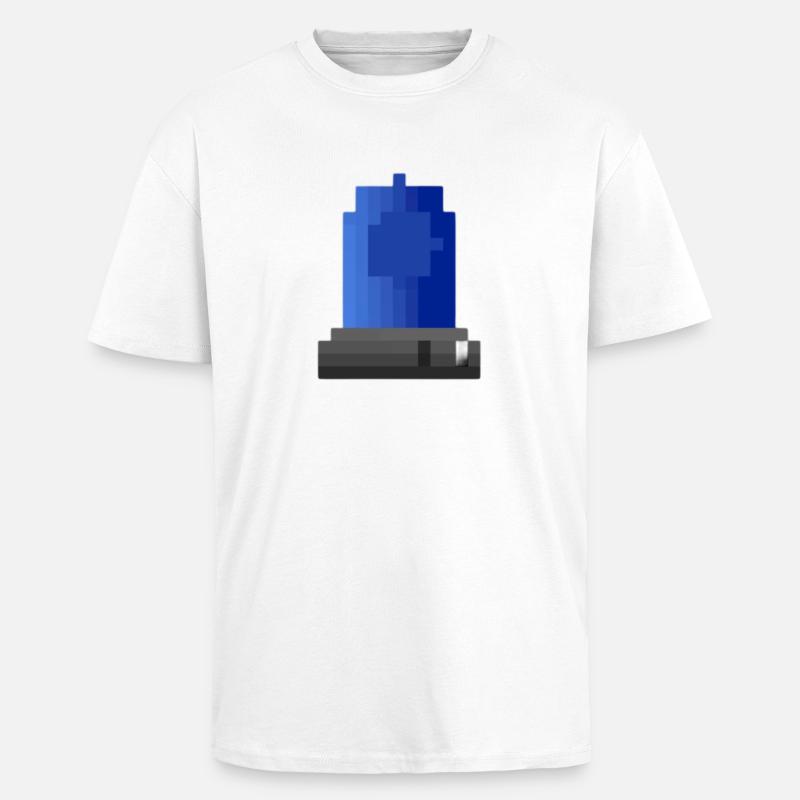 Blaulicht Sirene Pixelkunst - Oversized Heavyweight Unisex T-Shirt - Weiß