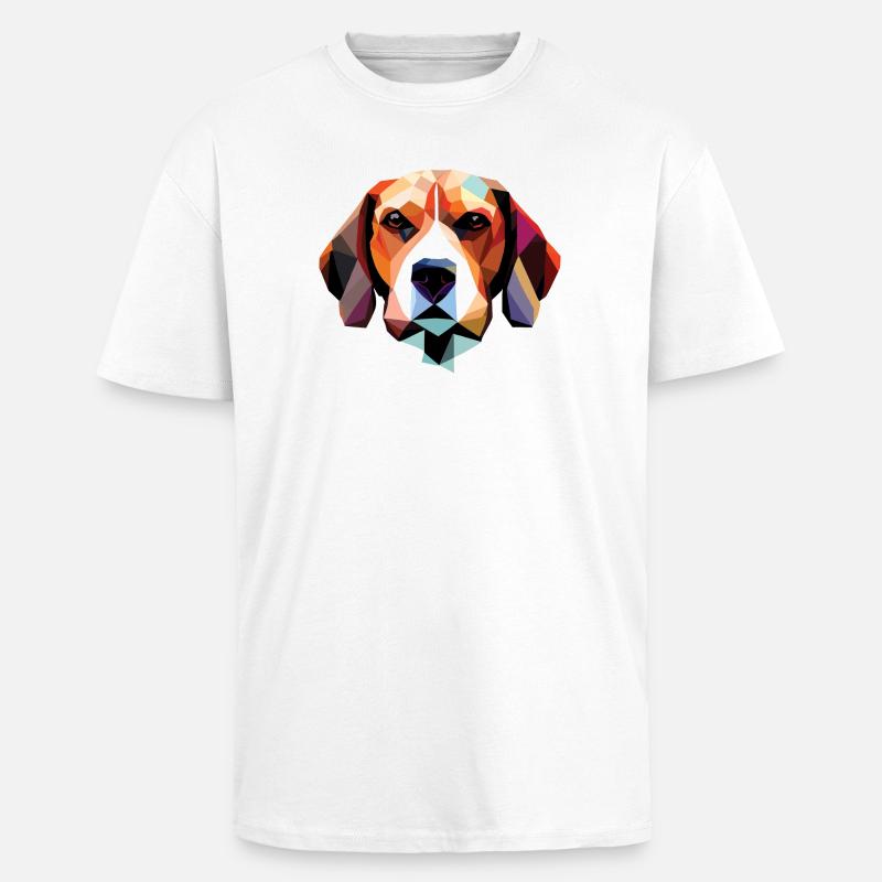 Beagle Hund Polygon - Oversized Heavyweight Unisex T-Shirt - Weiß