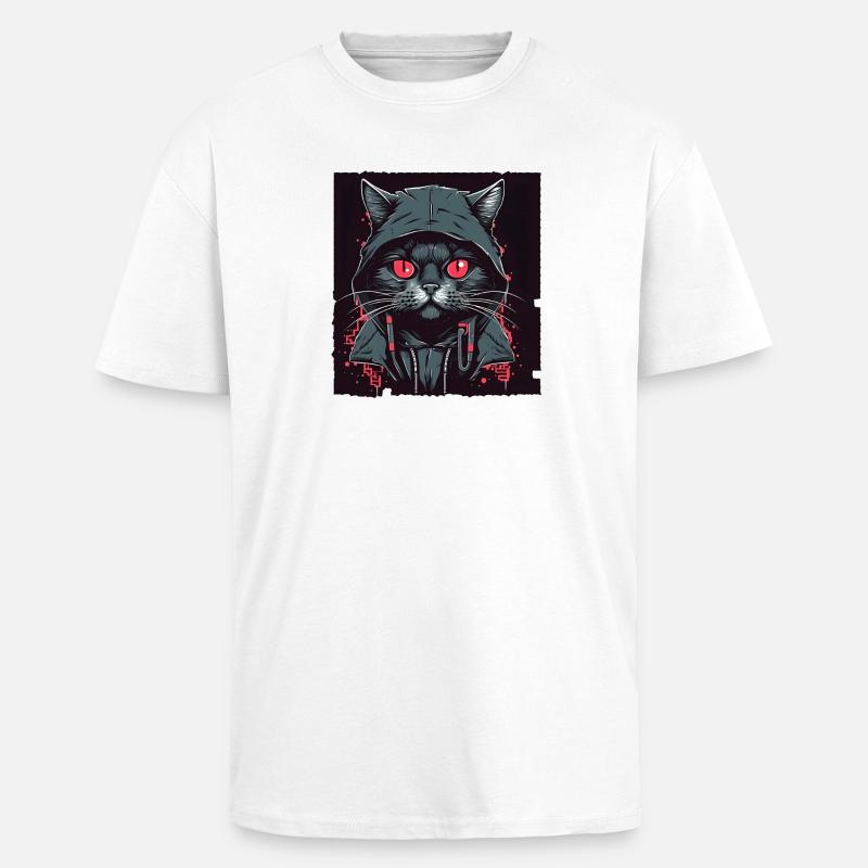 Hacker cat - Oversized Heavyweight Unisex T-Shirt - Weiß