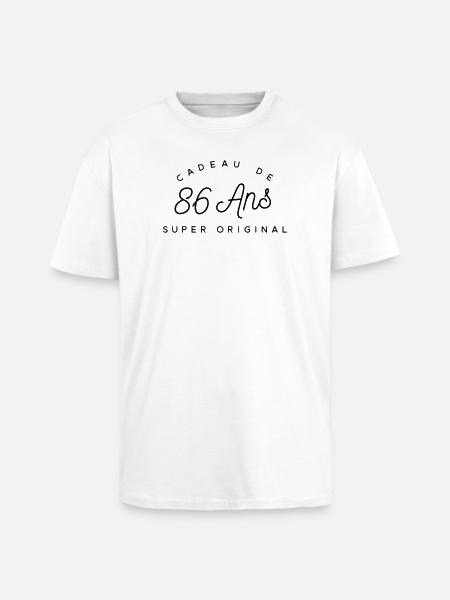 Cadeau 86 ans   - T-shirt unisexe oversize épais - blanc