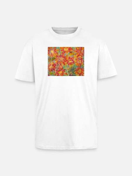 Lebendige Blumenwiese im Impressionstil - Oversized Heavyweight Unisex T-Shirt - Weiß