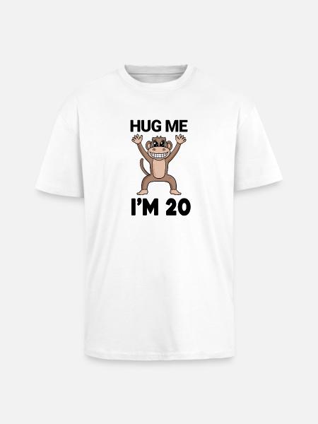 20 ans - 20 ans - câlin - T-shirt unisexe oversize épais - blanc