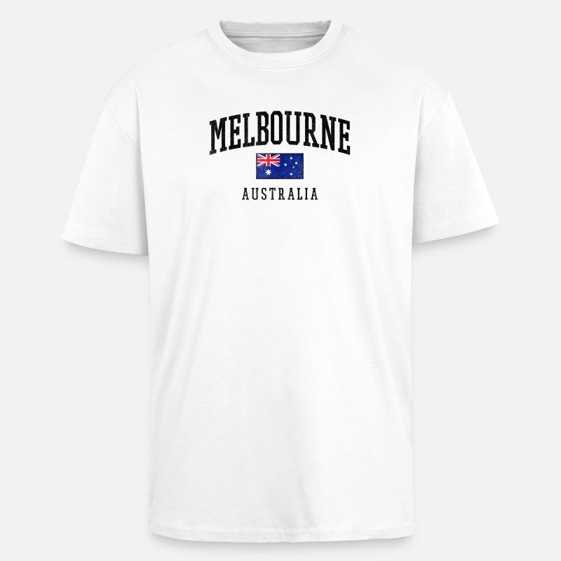 Melbourne, Australie, Conception du drapeau - T-shirt unisexe oversize épais - blanc