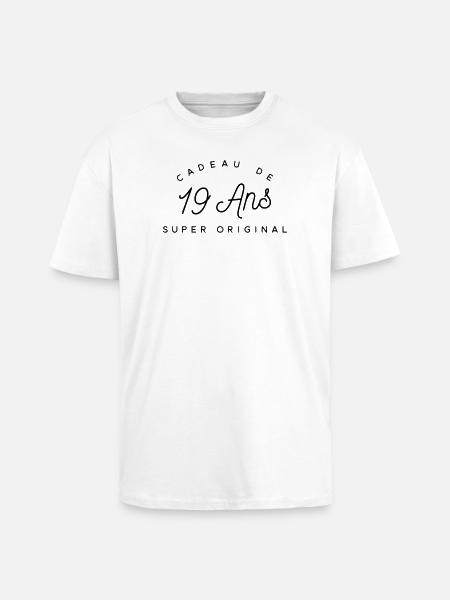 Cadeau 19 ans - T-shirt unisexe oversize épais - blanc
