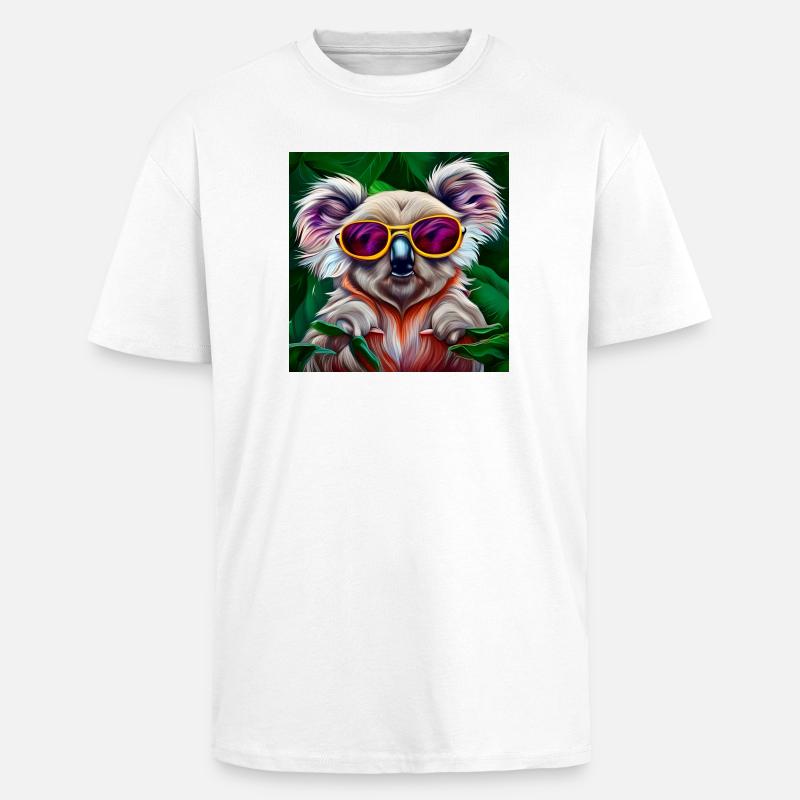 Bunter Koala mit Sonnenbrille - Oversized Heavyweight Unisex T-Shirt - Weiß