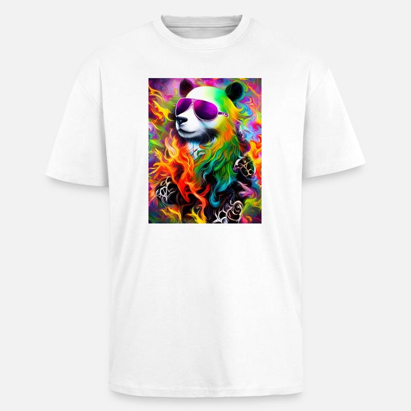 Regenbogen Panda Sonnenbrille - Oversized Heavyweight Unisex T-Shirt - Weiß