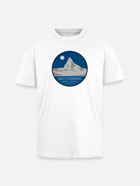 Matterhorn Zermatt graphic with altitude - Unisex Oversized Heavyweight T-shirt - white