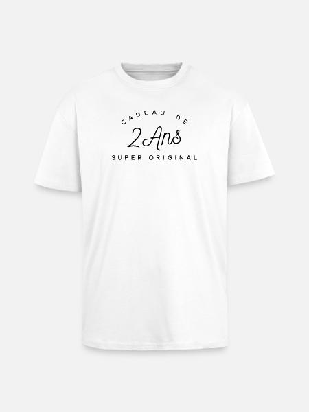 Cadeau 2 ans  - T-shirt unisexe oversize épais - blanc