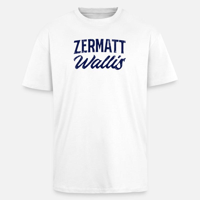 Zermatt Wallis Alpine Script - Oversized Heavyweight Unisex T-Shirt - Weiß