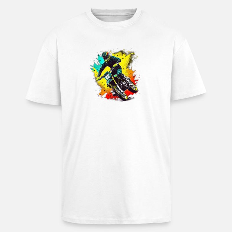 Motocross Farbexplosion - Oversized Heavyweight Unisex T-Shirt - Weiß