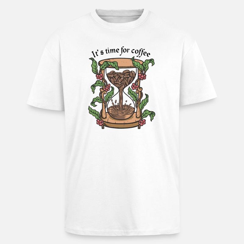 Heure du café Sielier botanique - T-shirt unisexe oversize épais - blanc